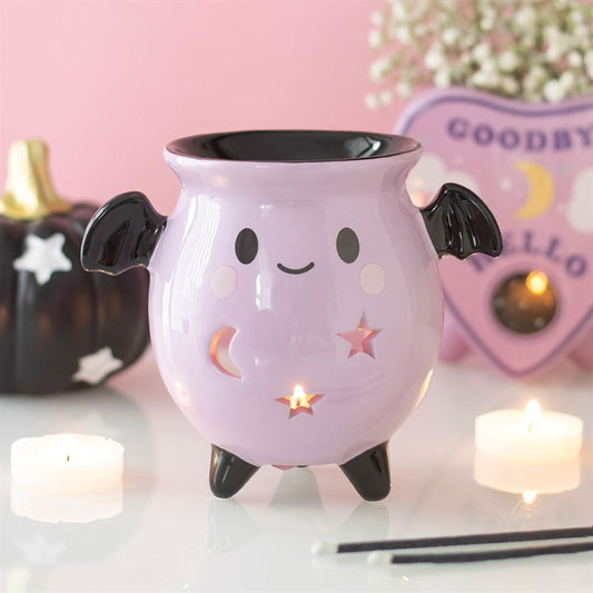 Pastel Bat Cauldron Oil Burner