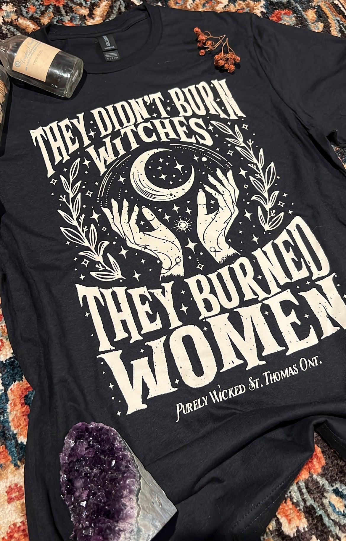 Moon They Didn't Burn Witches T-Shirt - Black