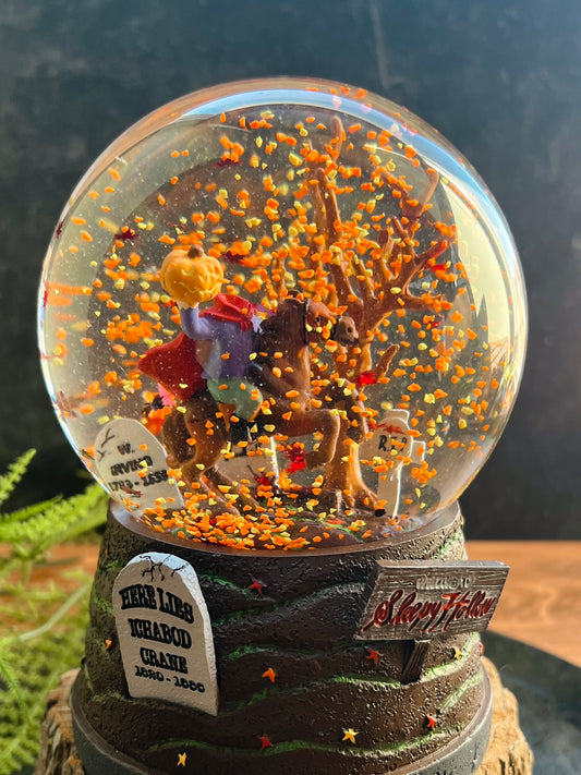 Sleepy Hollow Fall Themed Headless Horseman Halloween Snow Globe - Large 6.5"