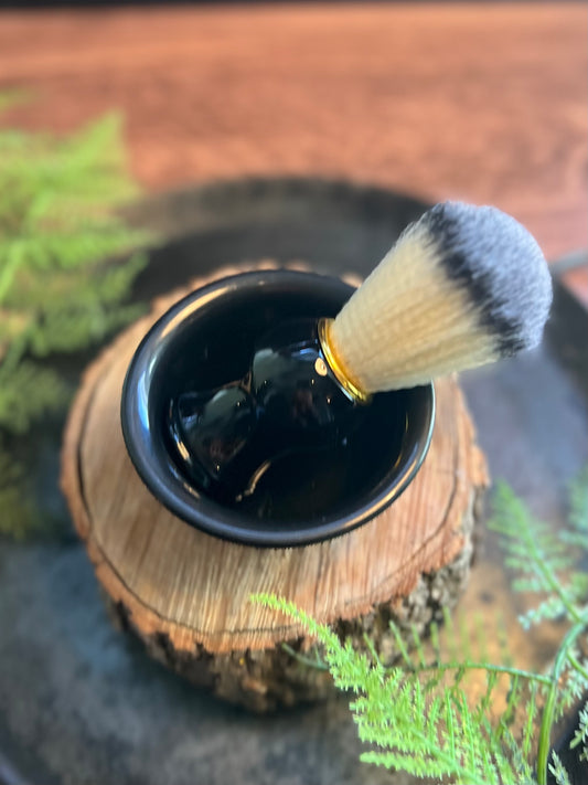 2 Piece Black Shaving Lather Bowl and Brush Set