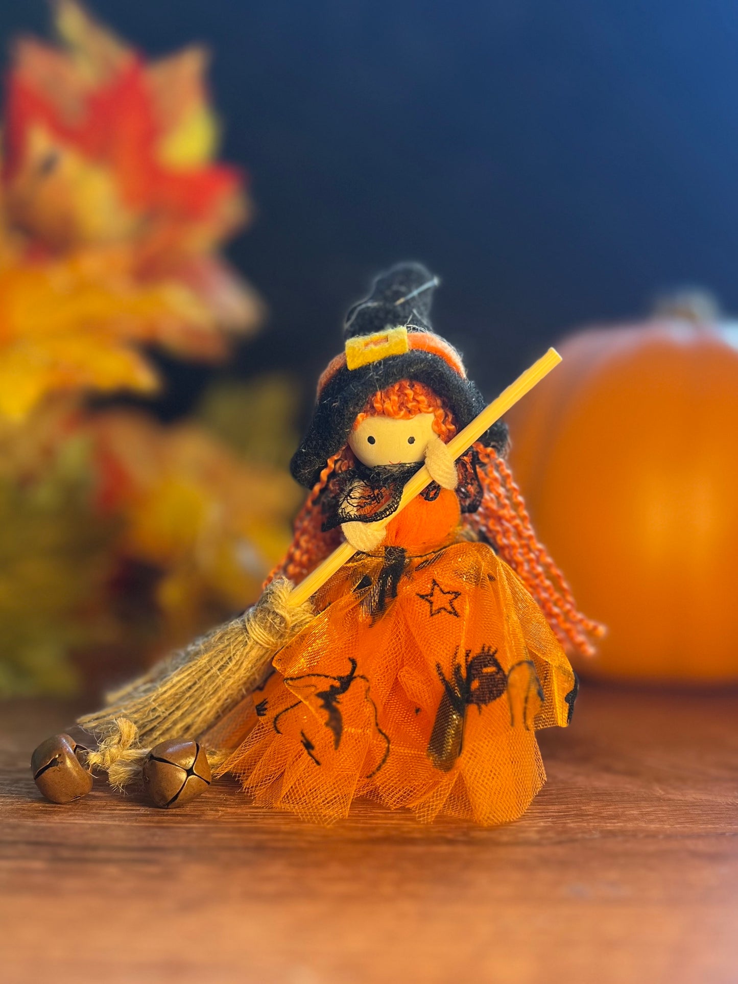 Orange Witch Girl Doll With Starry Critters Dress