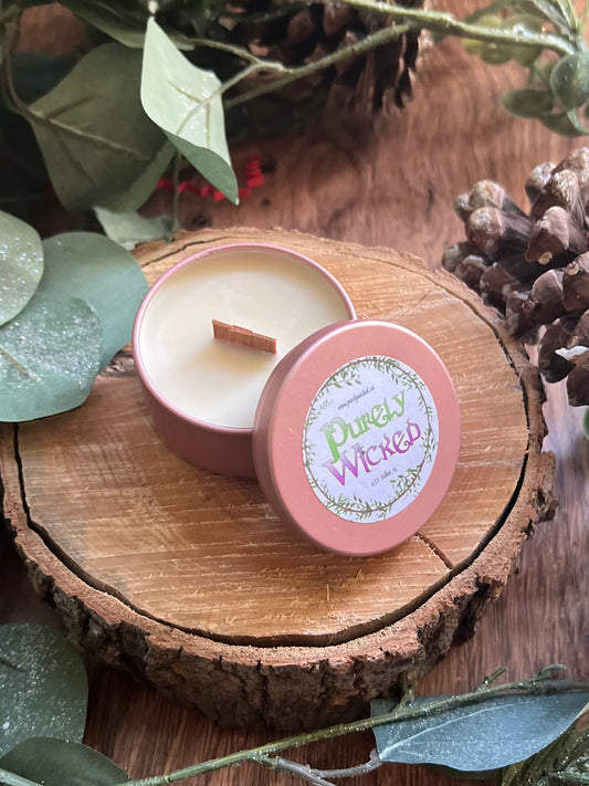 Holiday Wood Wick Mini Tin Candles - Purely Wicked
