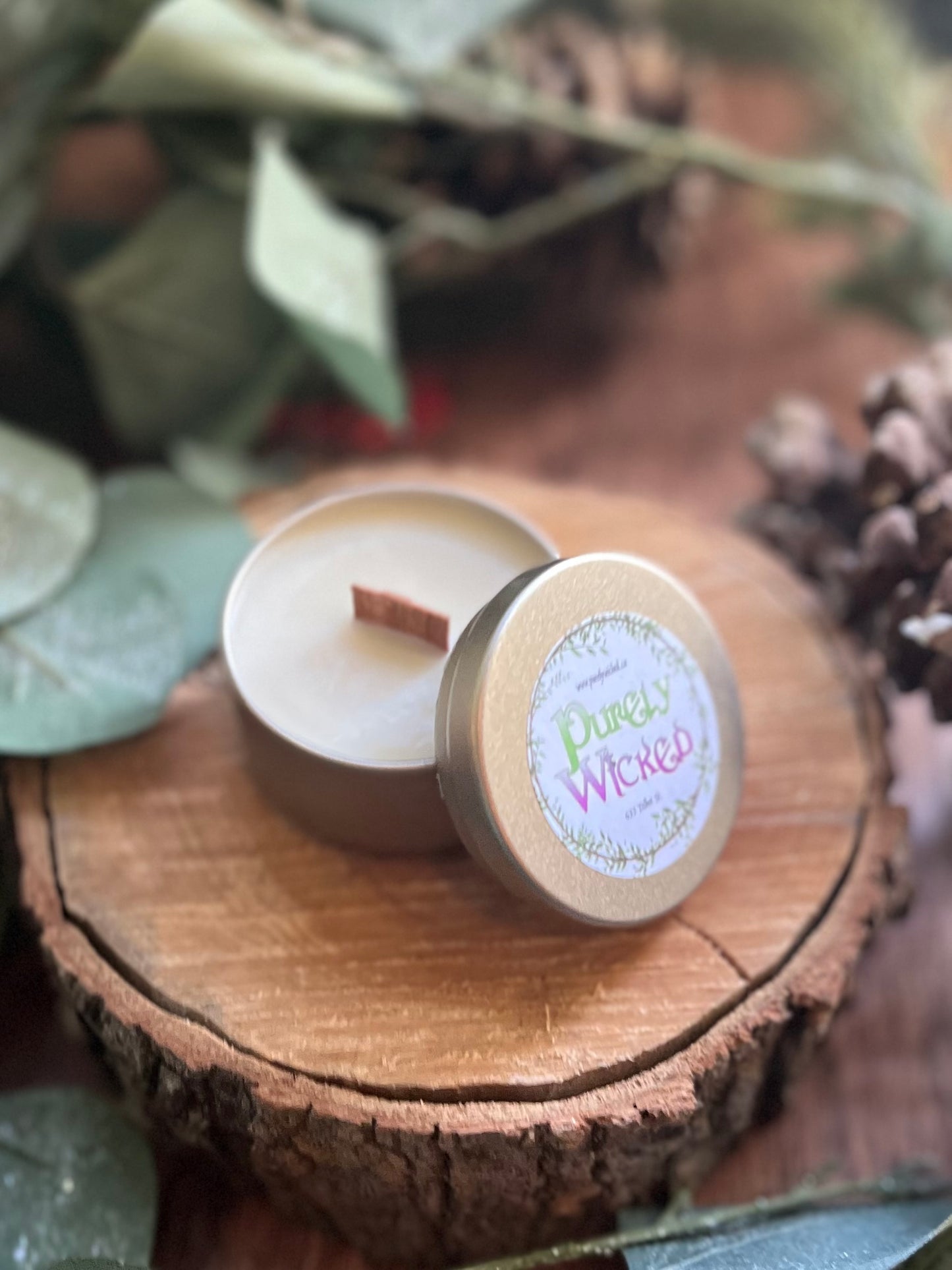 Holiday Wood Wick Mini Tin Candles - Purely Wicked