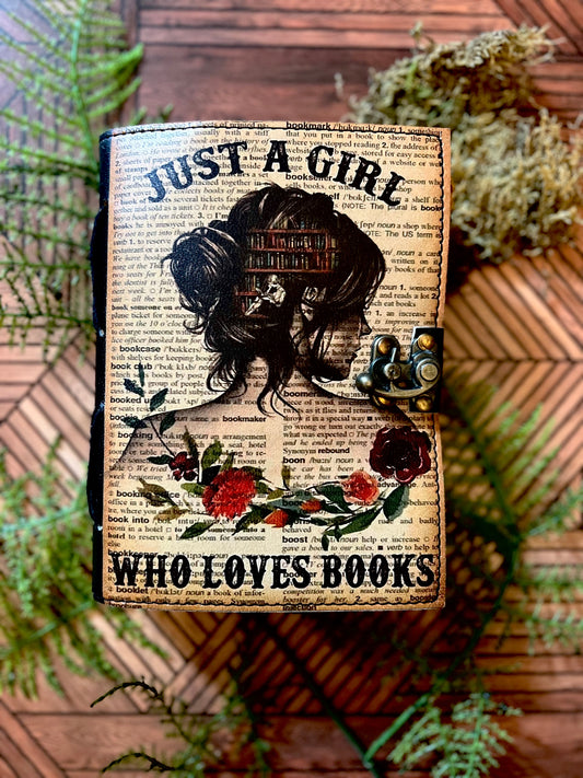 Leather Journal - Just a Girl Who Loves Books MED