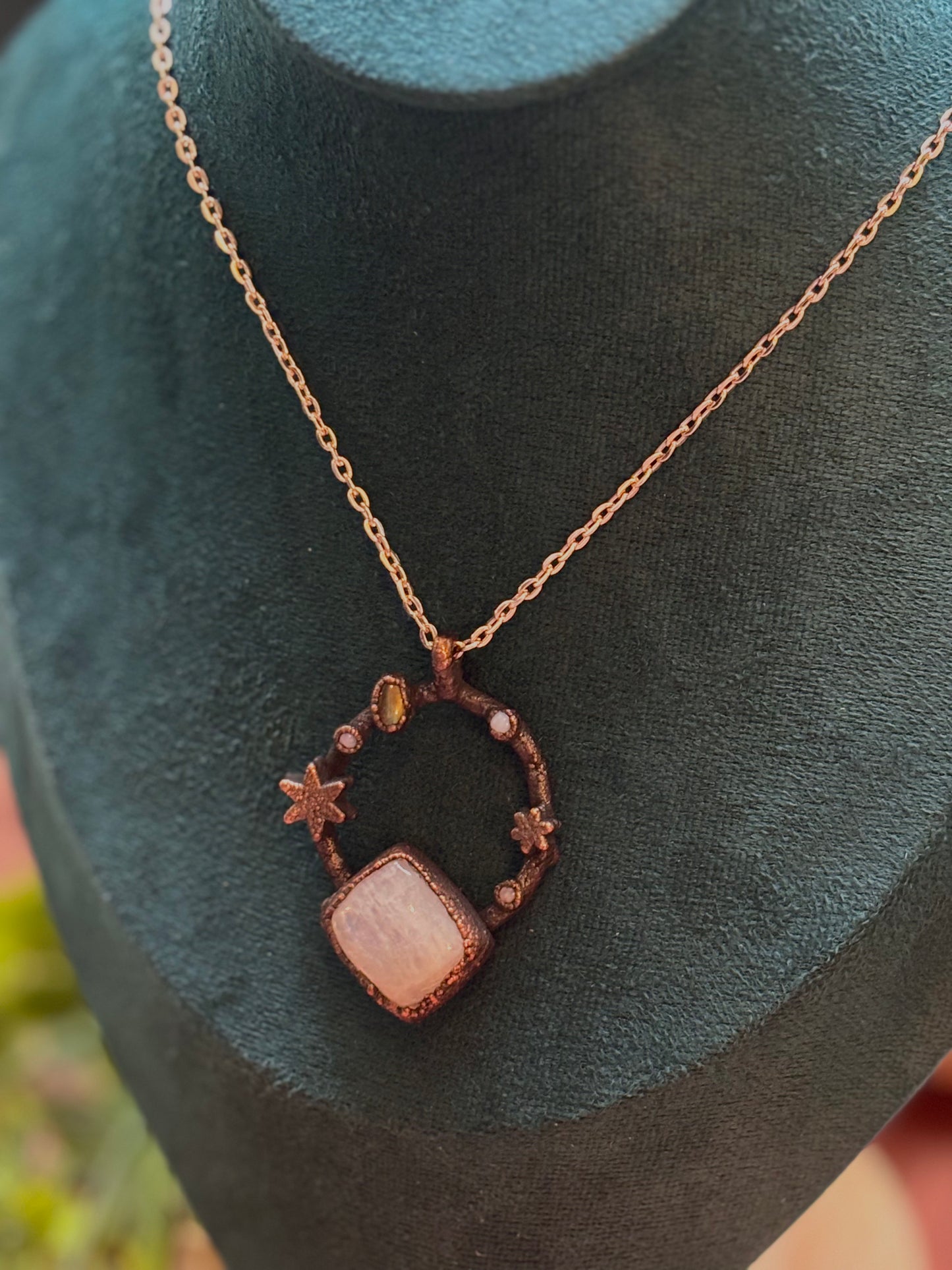 Moonstone, Labradorite and Opal Copper Necklace