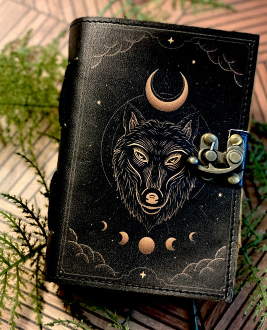 Leather Journal - Wolf and Moon SM