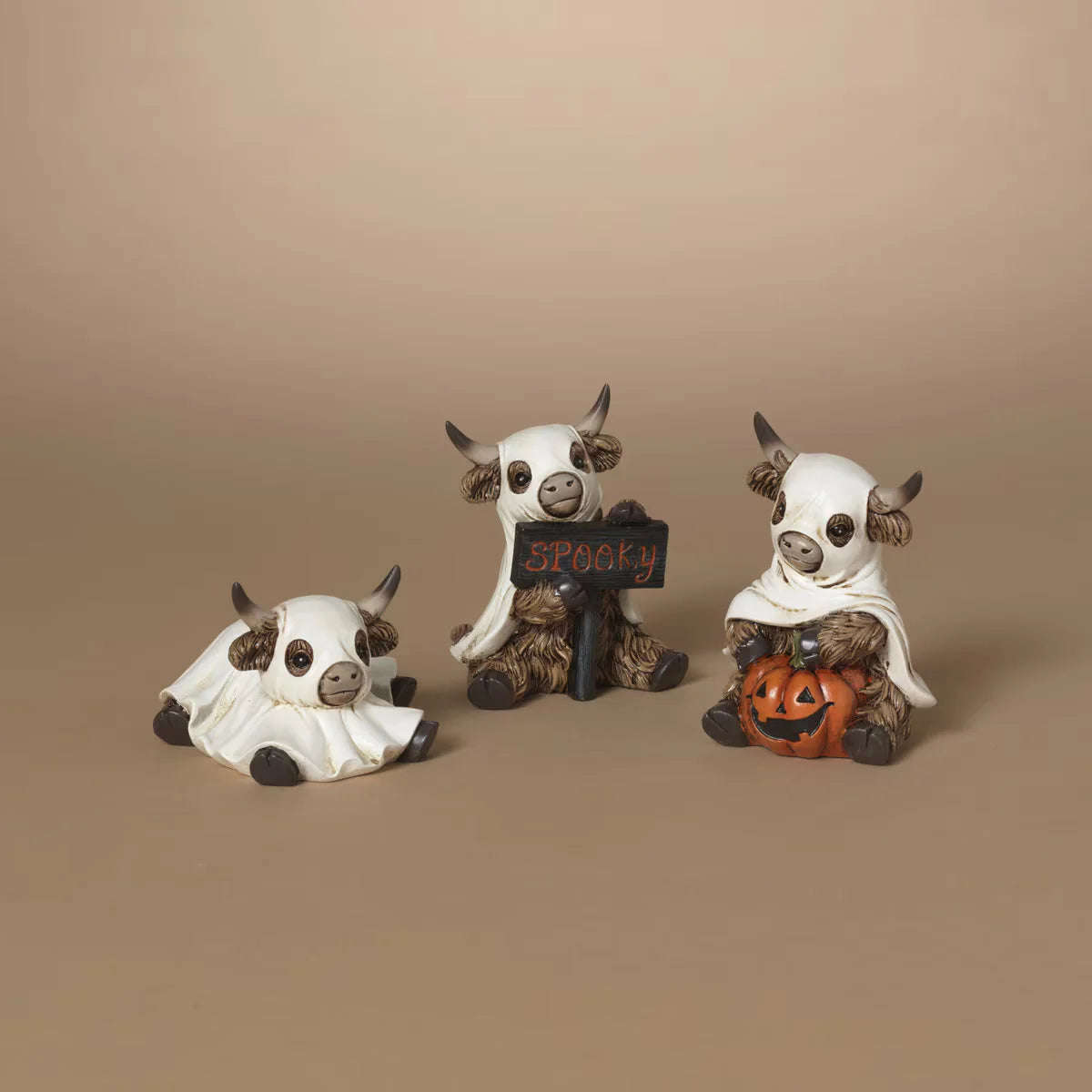 4.5"H Halloween Highland Cow Ghosts