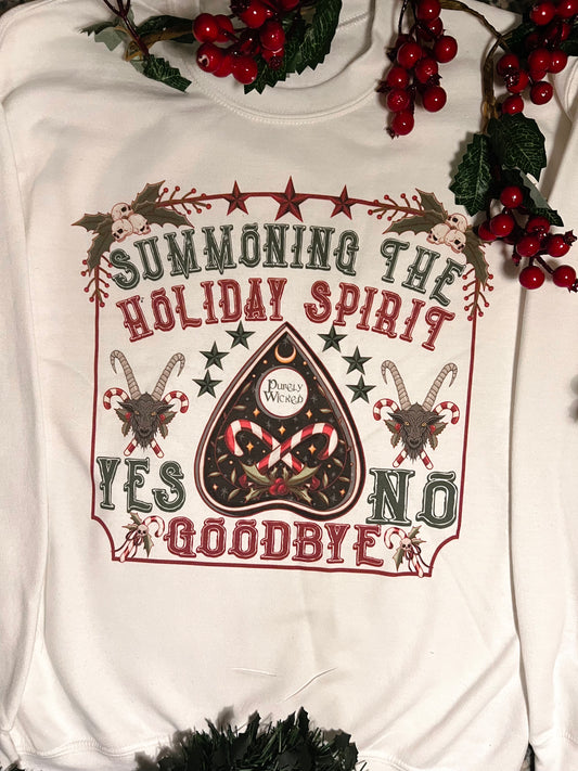 White Summoning the Holiday Spirit Crewneck 2025