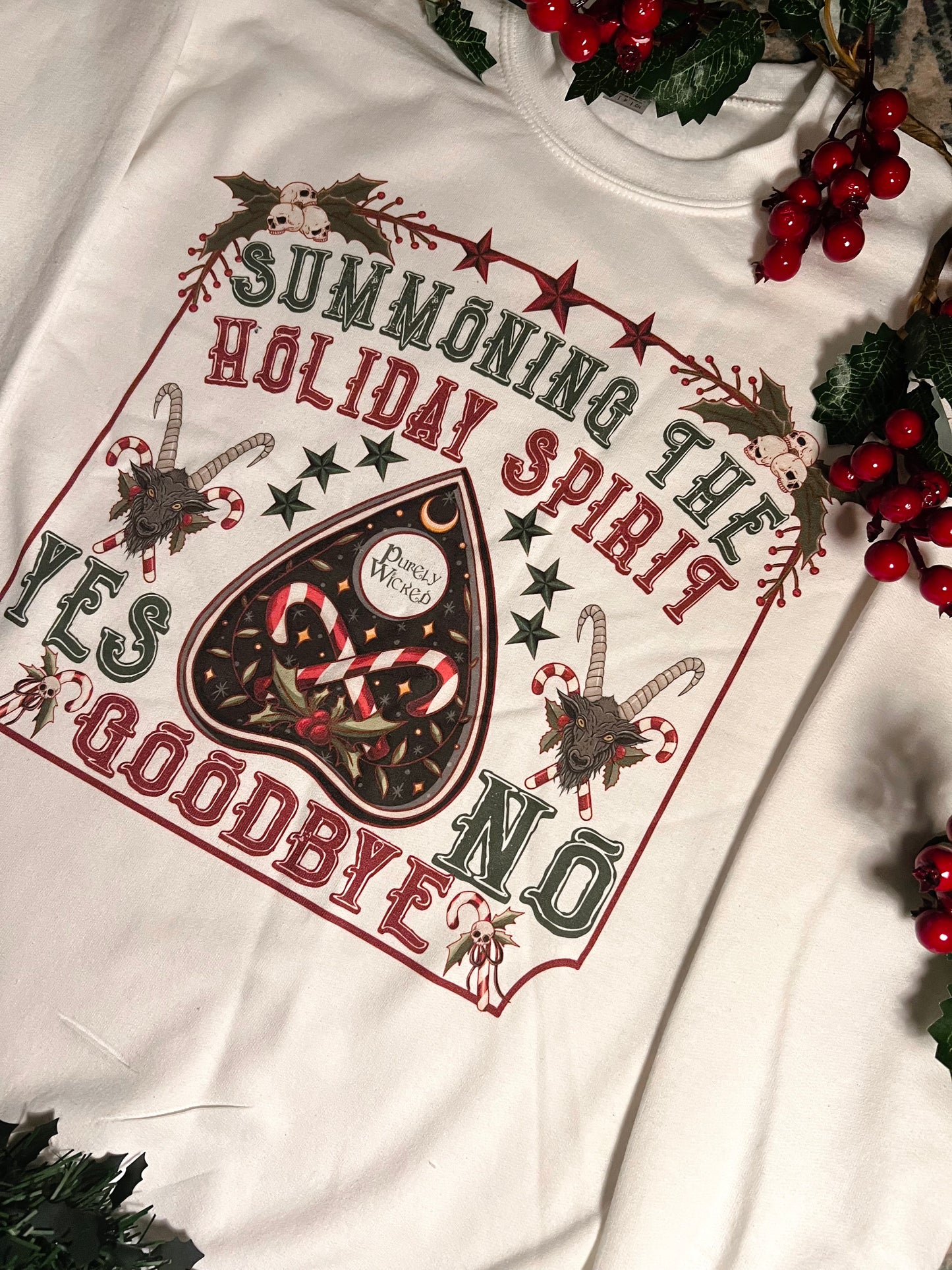 White Summoning the Holiday Spirit Crewneck 2025