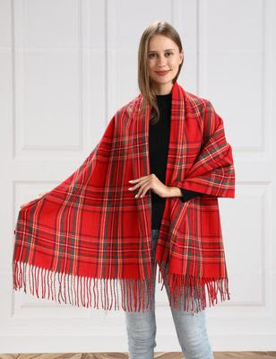 Red Plaid Scarf & Mini Tea Set