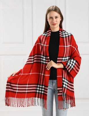Red Plaid Scarf & Mini Tea Set