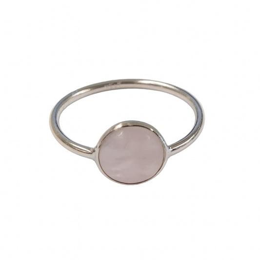 Rose Quartz Sterling Silver Ring - Round Stone 8mm