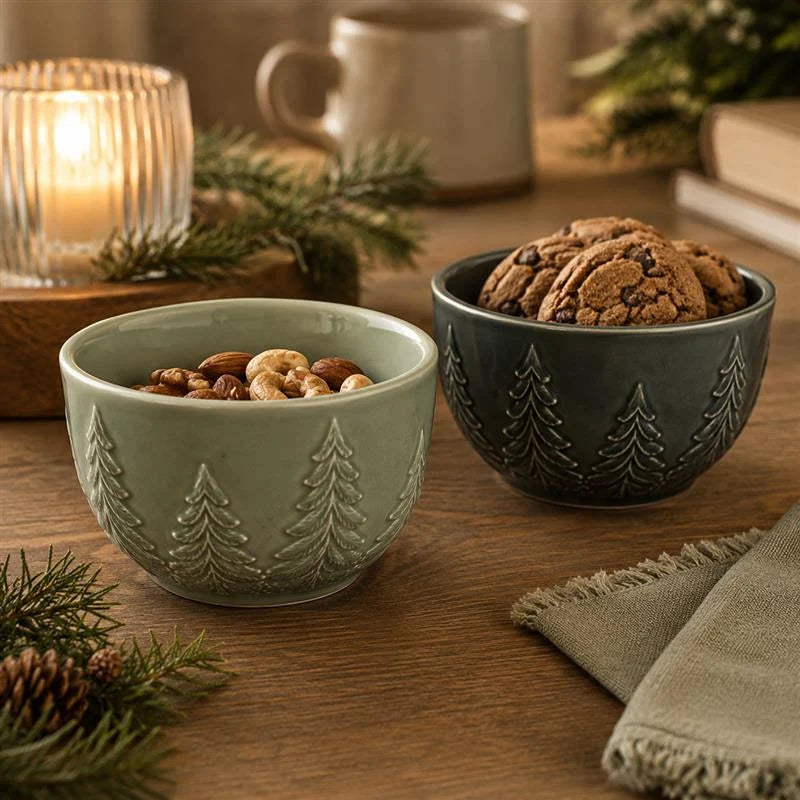 CERAMIC TREE BOWLS - 6"X3.5"
