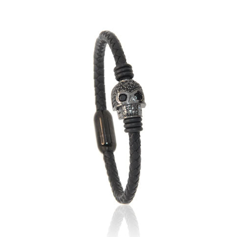 Crystal Skull Leather Bracelet