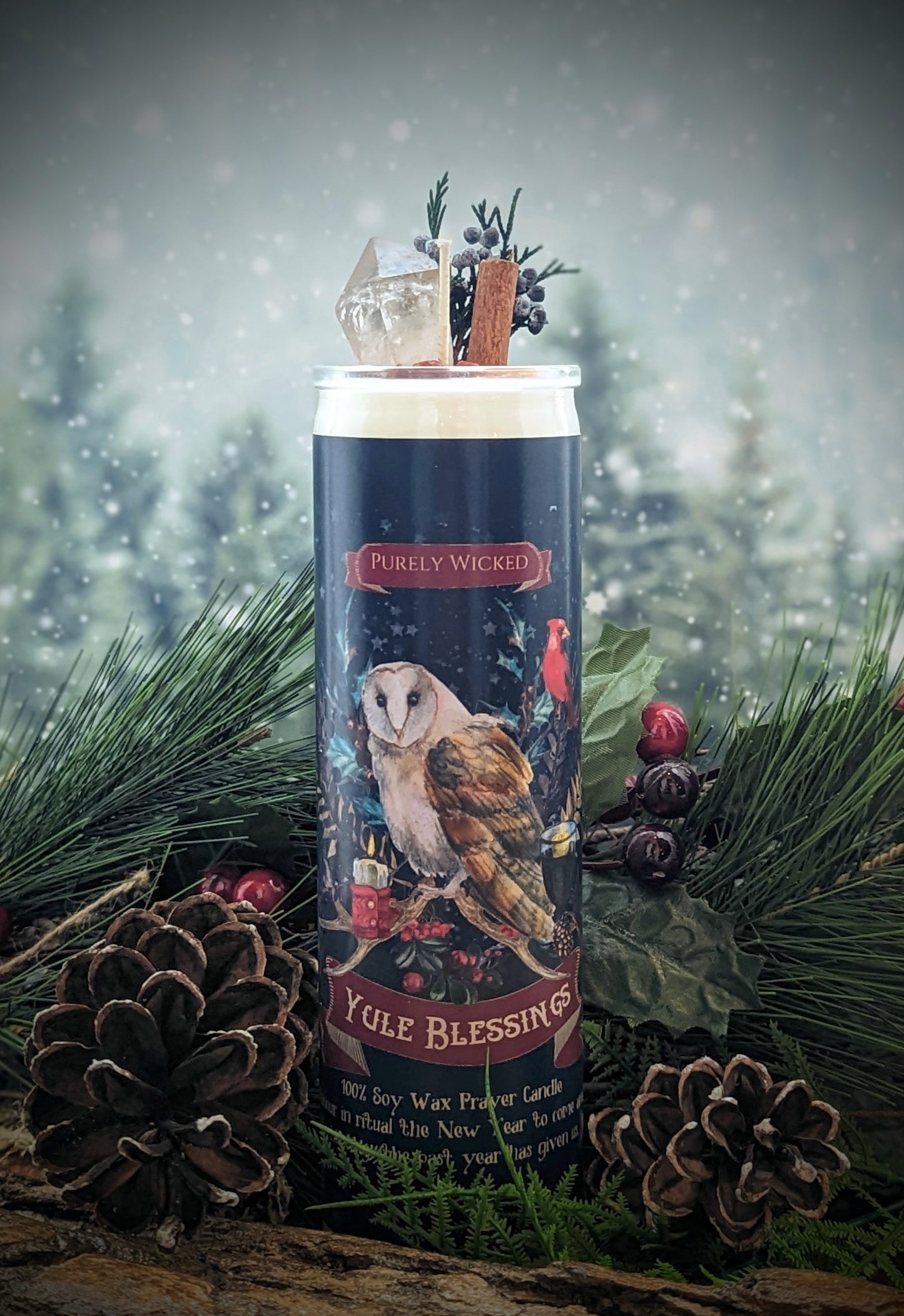 Yule Blessings - Pillar Prayer Candle