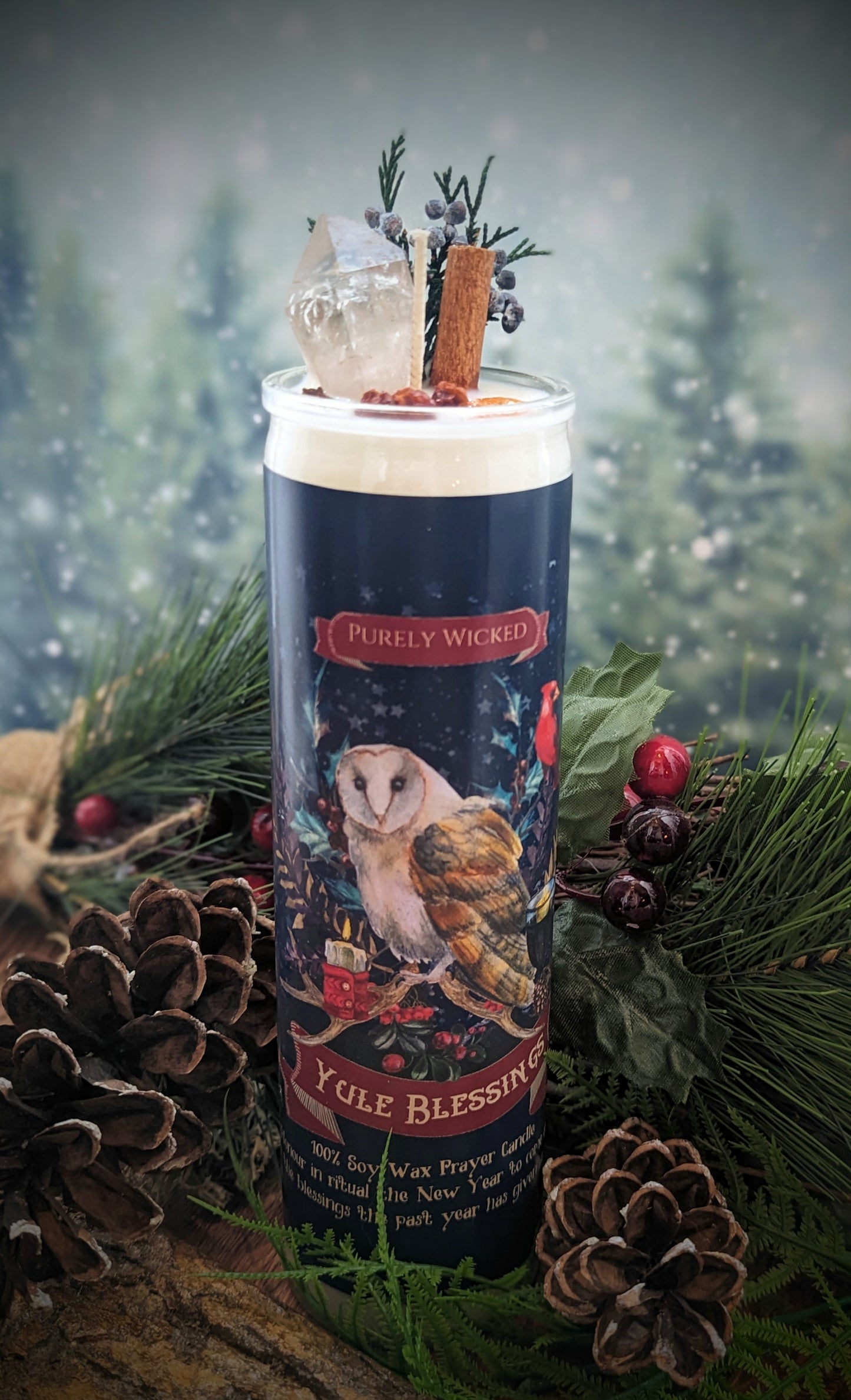 Yule Blessings - Pillar Prayer Candle