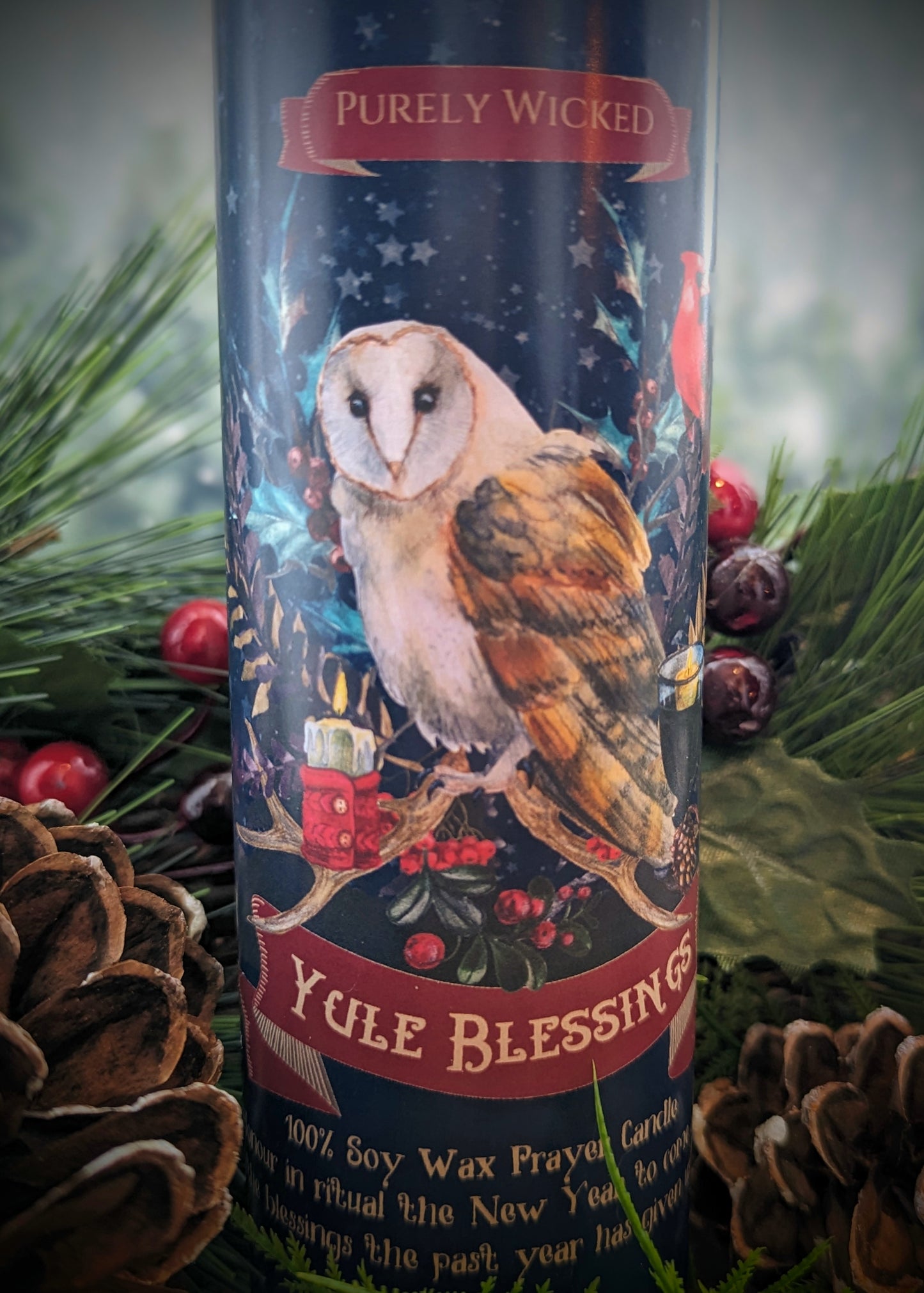 Yule Blessings - Pillar Prayer Candle