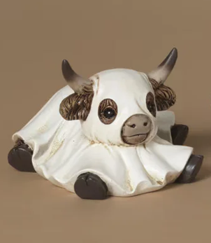 4.5"H Halloween Highland Cow Ghosts