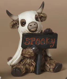 4.5"H Halloween Highland Cow Ghosts