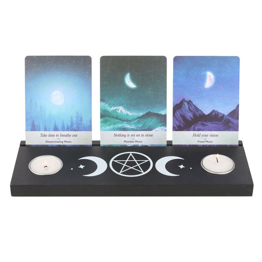 Black Triple Moon Wooden Tarot Card Stand