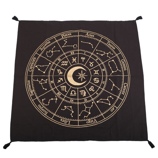 Black Astrology Wheel Cotton Altar Cloth