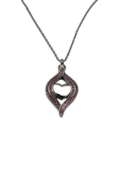 Memorial Urn Necklace - Pink and Silver Heart