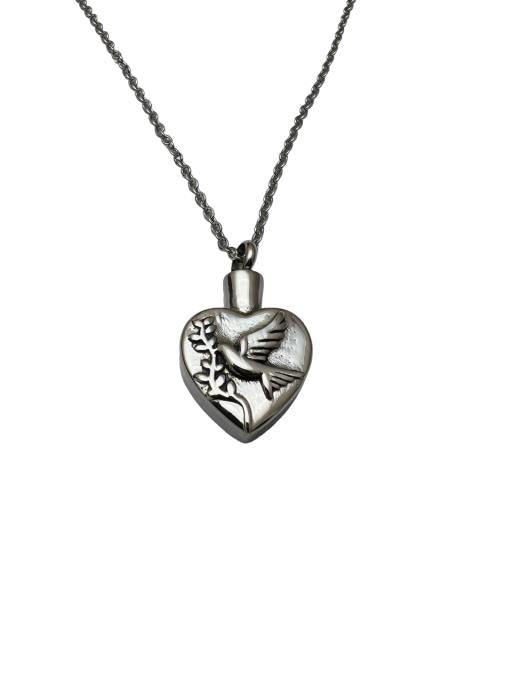 Memorial Urn Pendant - Heart with Pigeon