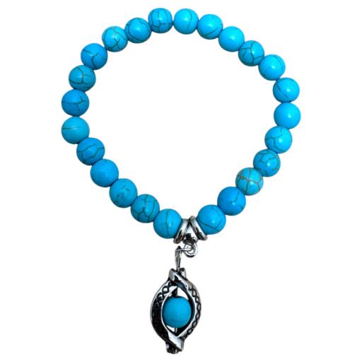 Turquoise with Eye Charm Bracelet 8mm