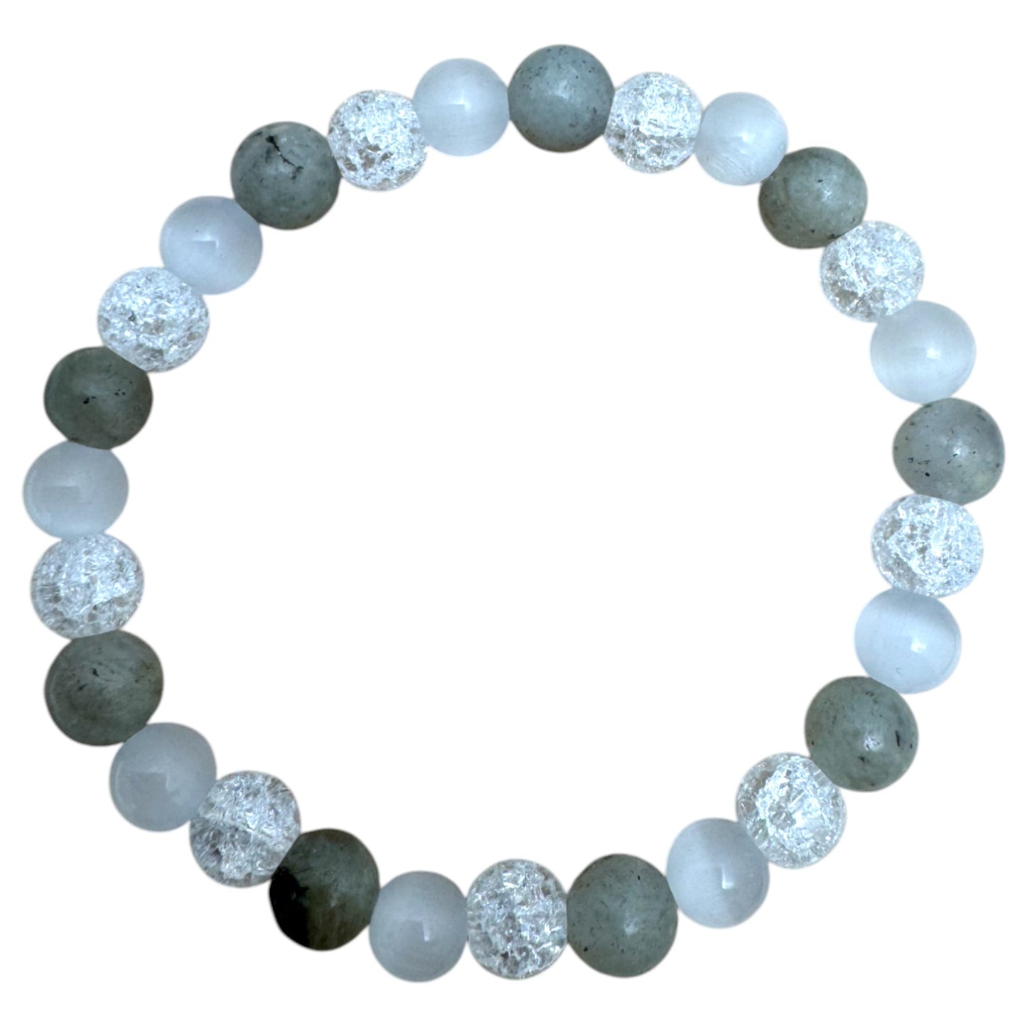 Lightworker Bracelet: Labradorite, Selenite & Crystal, 8mm