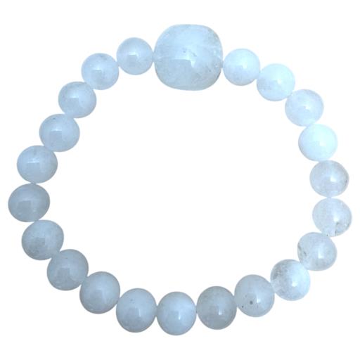 White Jade with Cat Bracelet 8mm