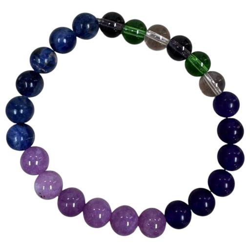 Anti-Anxiety Bracelet: Amethyst, Lepidolite, Sodalite, Green & Pink Agate 8mm