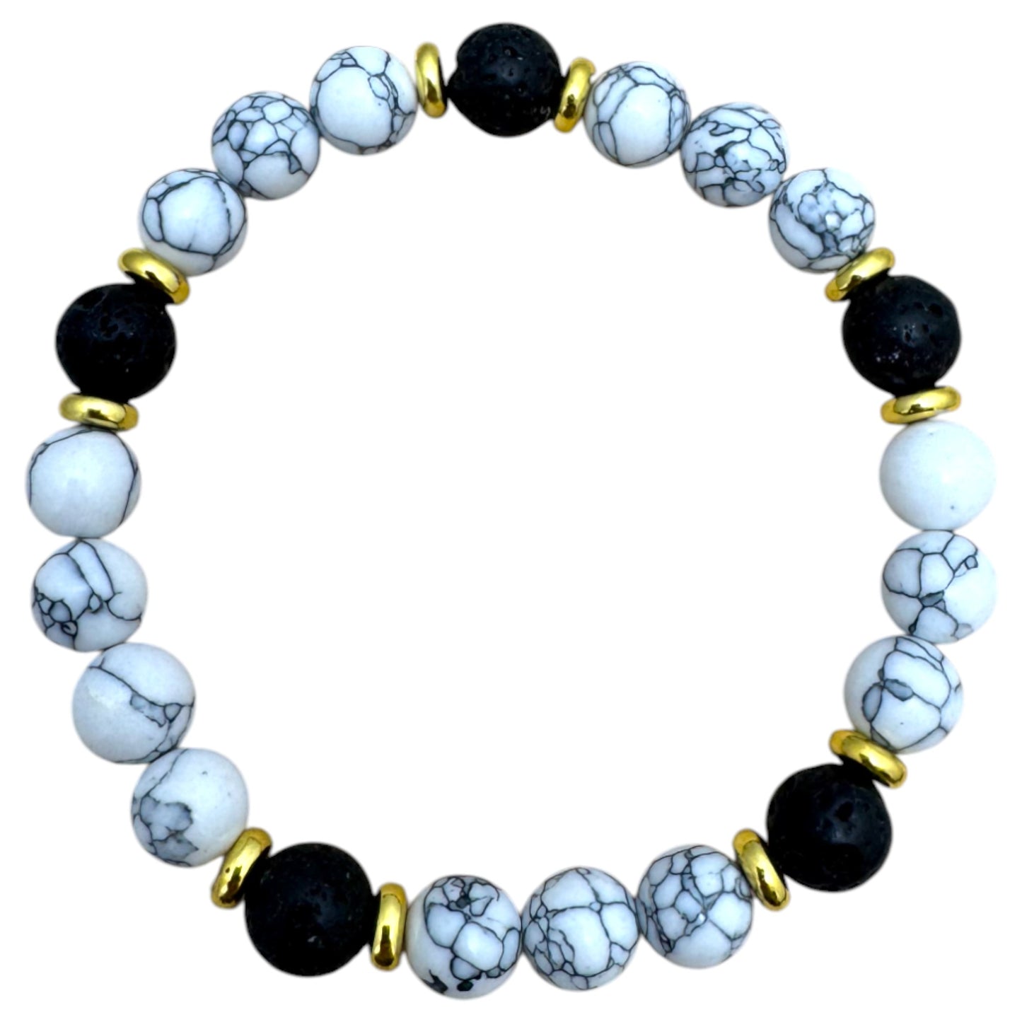 Dream Bracelet: Howlite & Lava, 8mm