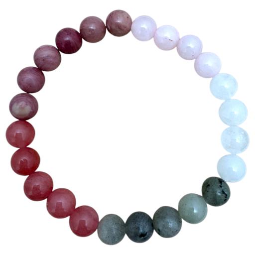 Self-Love Bracelet: Labradorite, Moon Stone, Rhodonite & White Jade