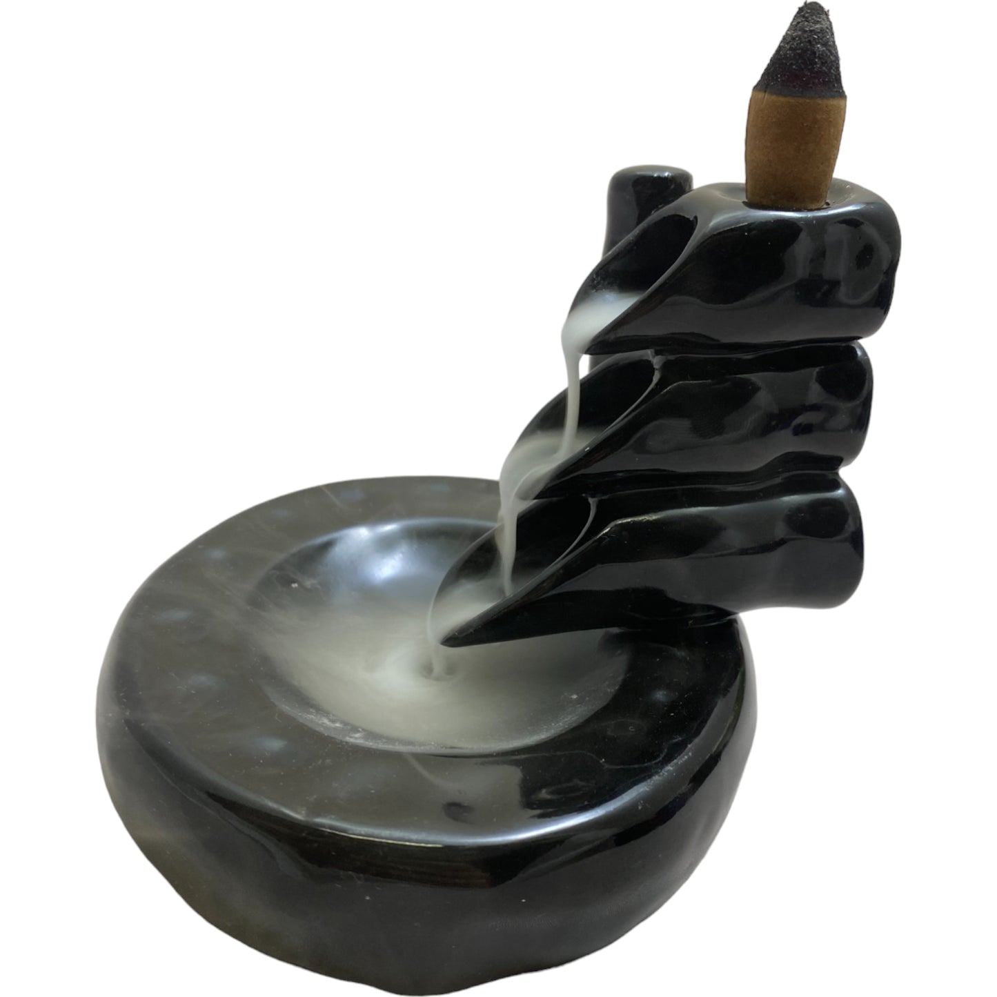 Black Ceramic Bamboo Shape Waterfall Backflow Incense Cone Burner