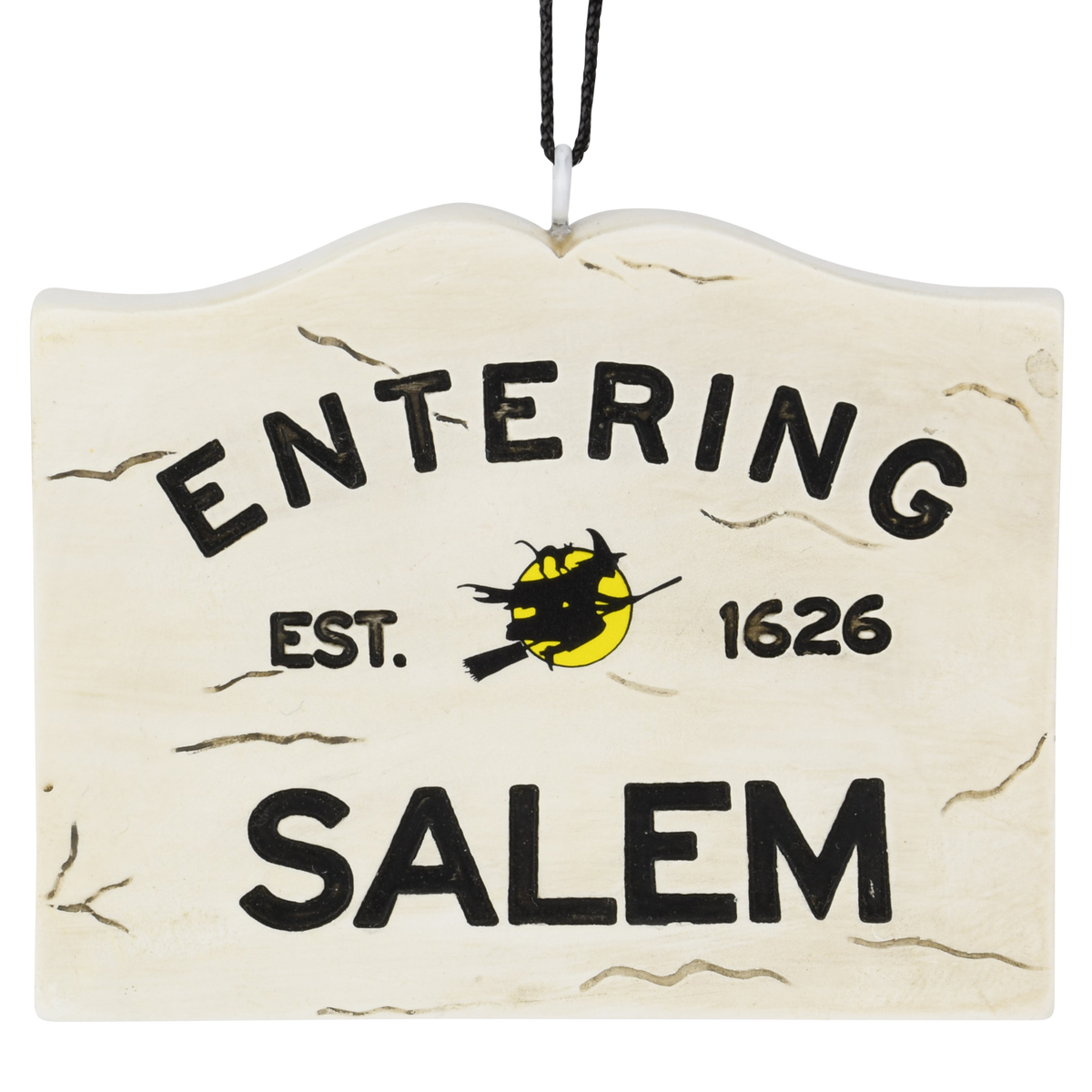 Entering Salem Sign with Witch Halloween Ornament