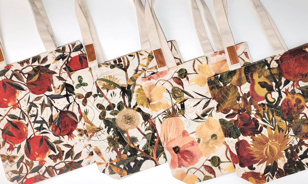 Canvas Shopper Bag Greens & Flowers