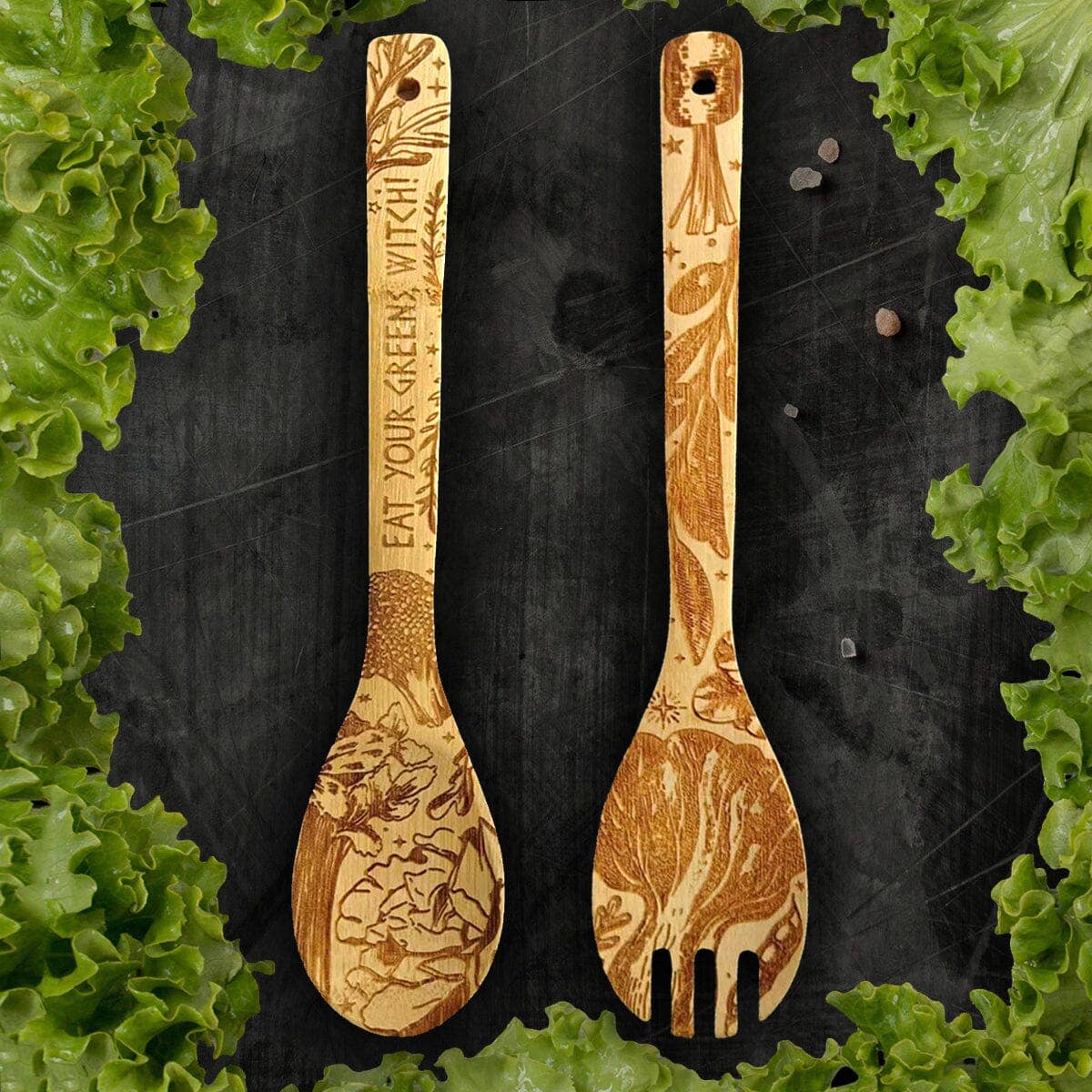"Eat Your Greens, Witch" Engraved Eco-Friendly Utensils