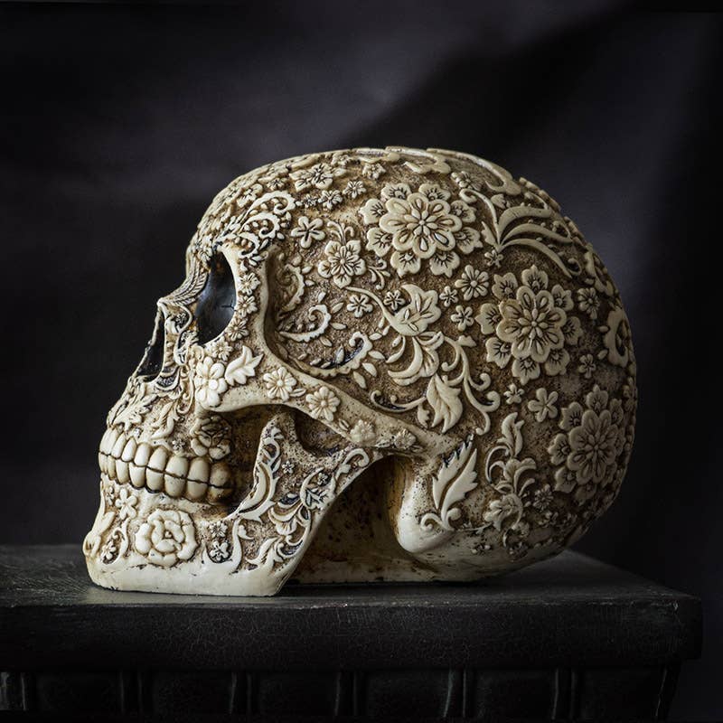 Day of the Dead Floral Skull - White