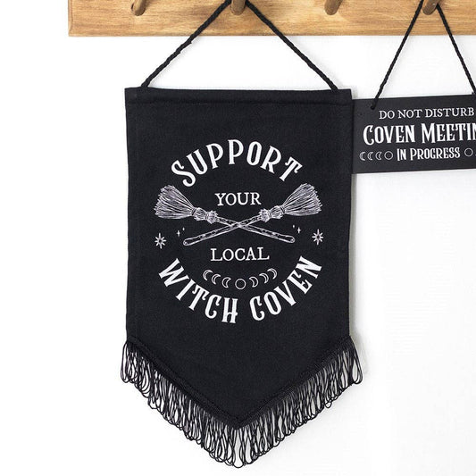 Support Your Local Witch Coven Hanging Fabric Banner