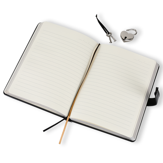 "Hush-Hush" Heart Lock Diary - Metallic Blue Leather