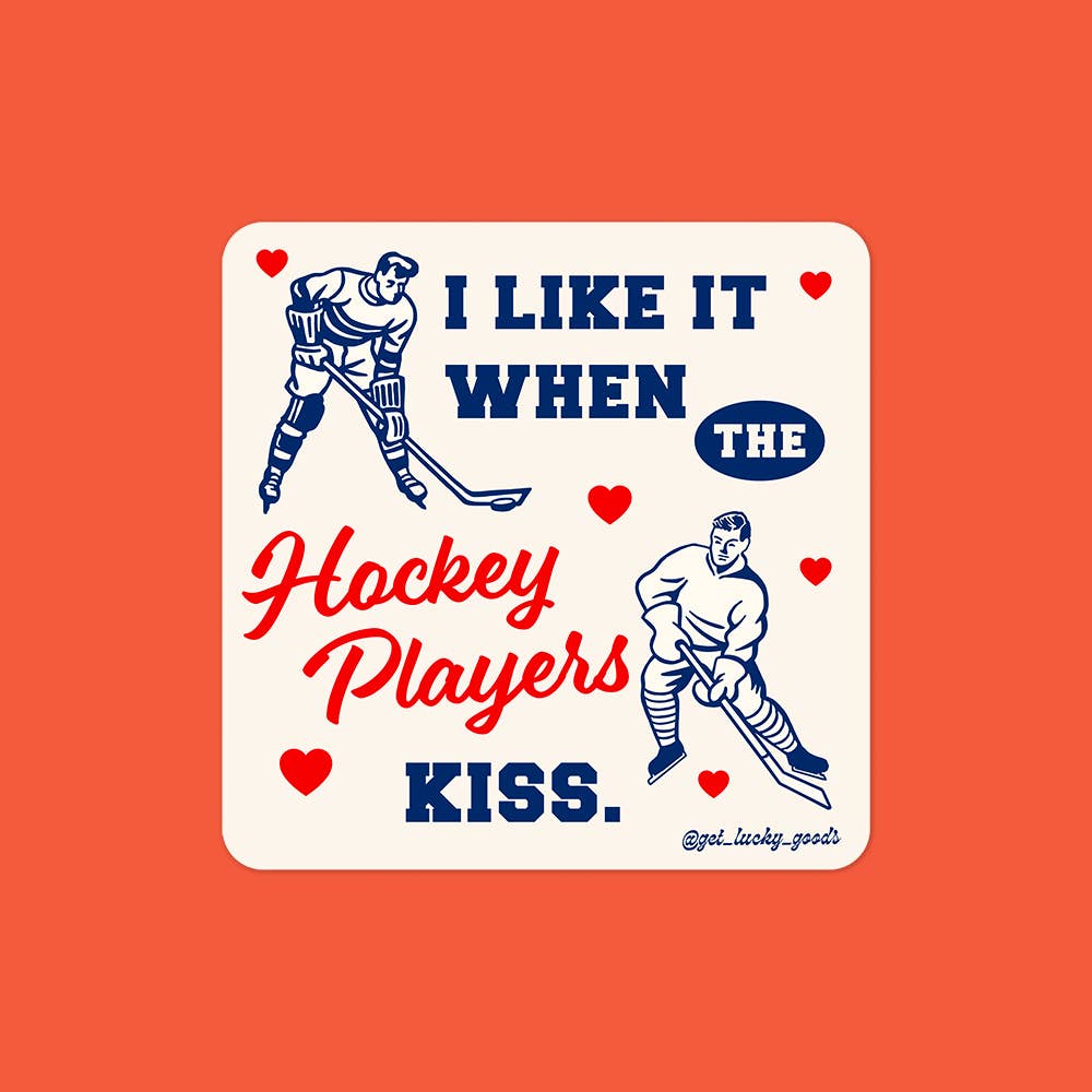 Hockey Players Kiss Sticker - Hockey Romance Sticker
