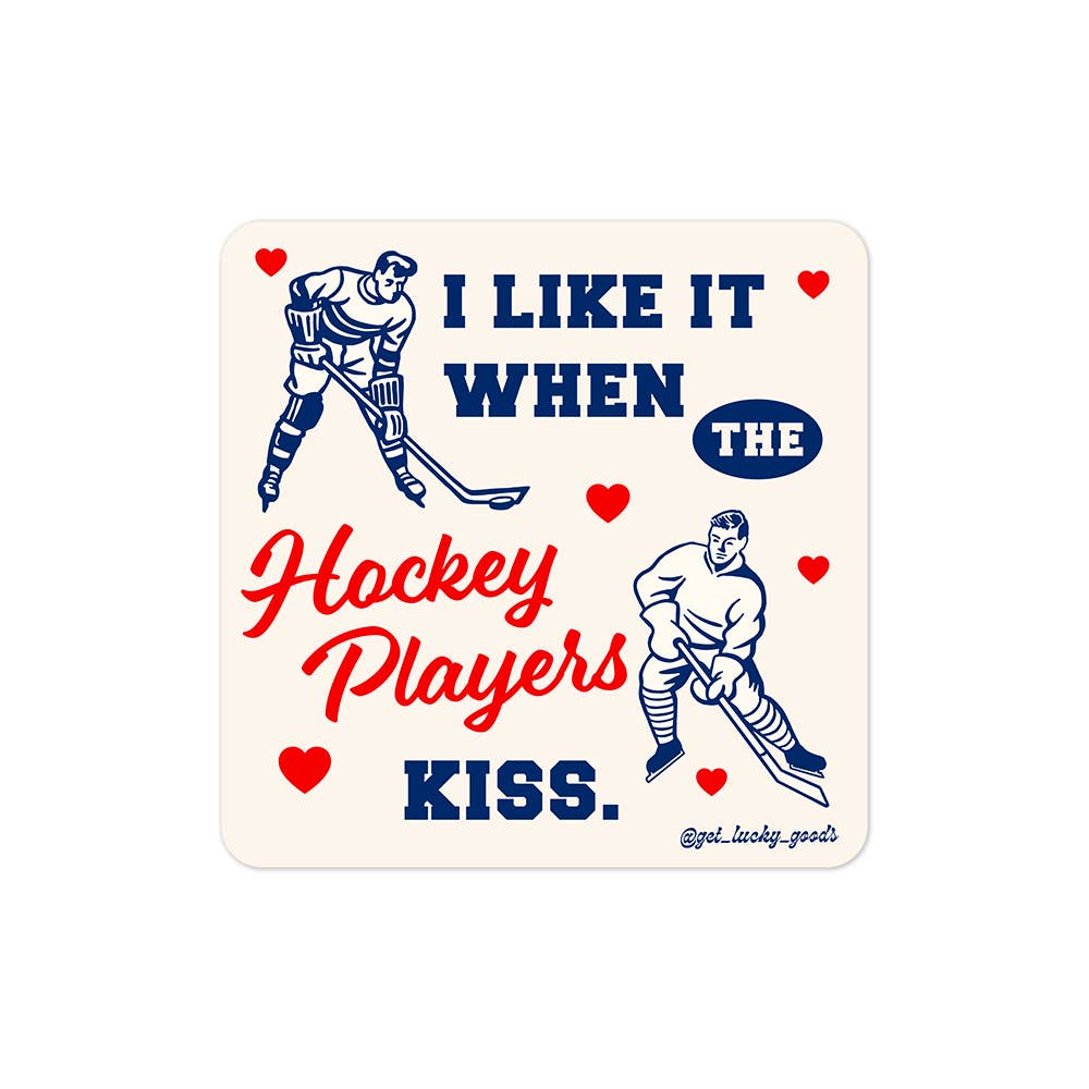 Hockey Players Kiss Sticker - Hockey Romance Sticker