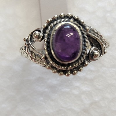 Amethyst (5x7mm) Sterling Silver Ring - Size 8