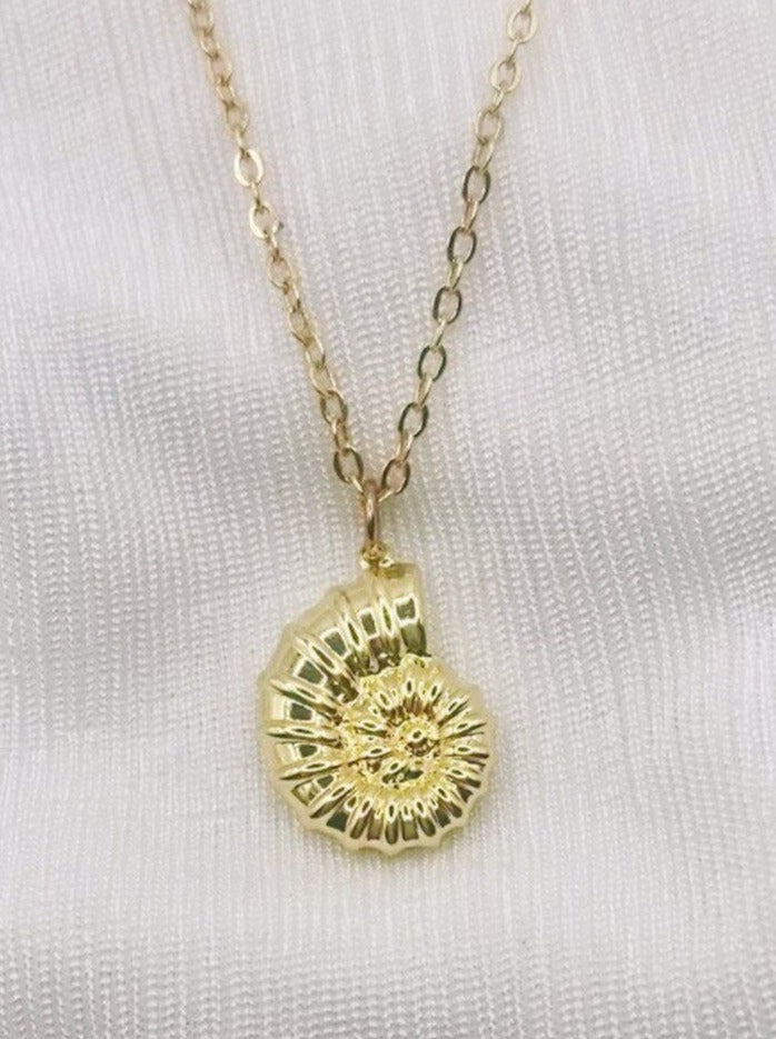 Gold Ammonite Pendant Necklace