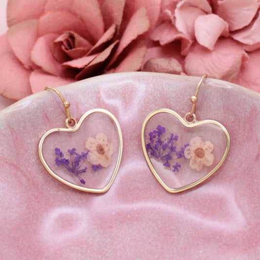 Sweet Heart Dried Flower Earrings