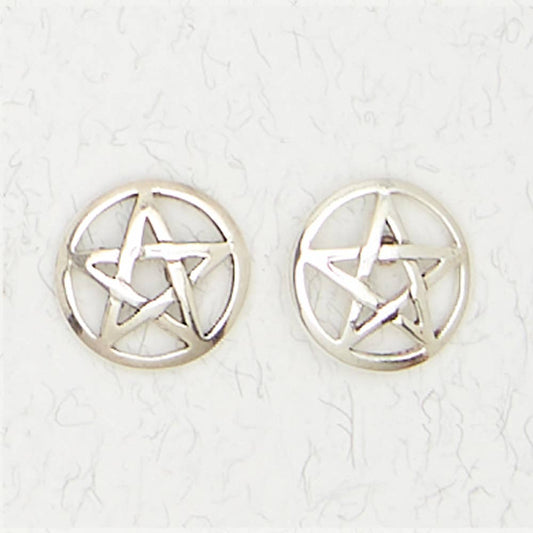 Sterling Silver Pentacle Ear Studs