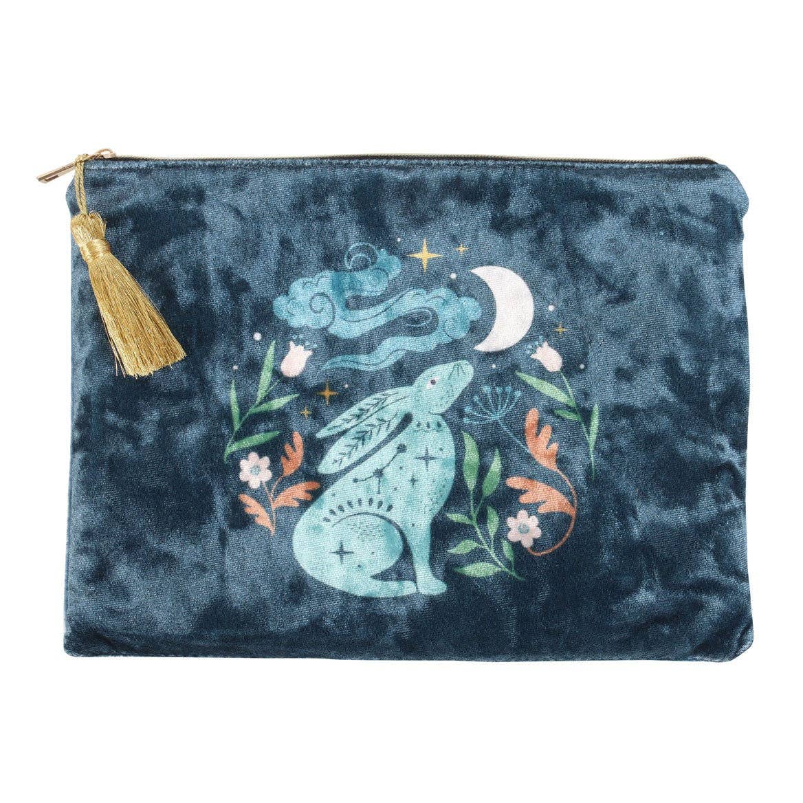 Mystical Midnight Hare Velvet Bag