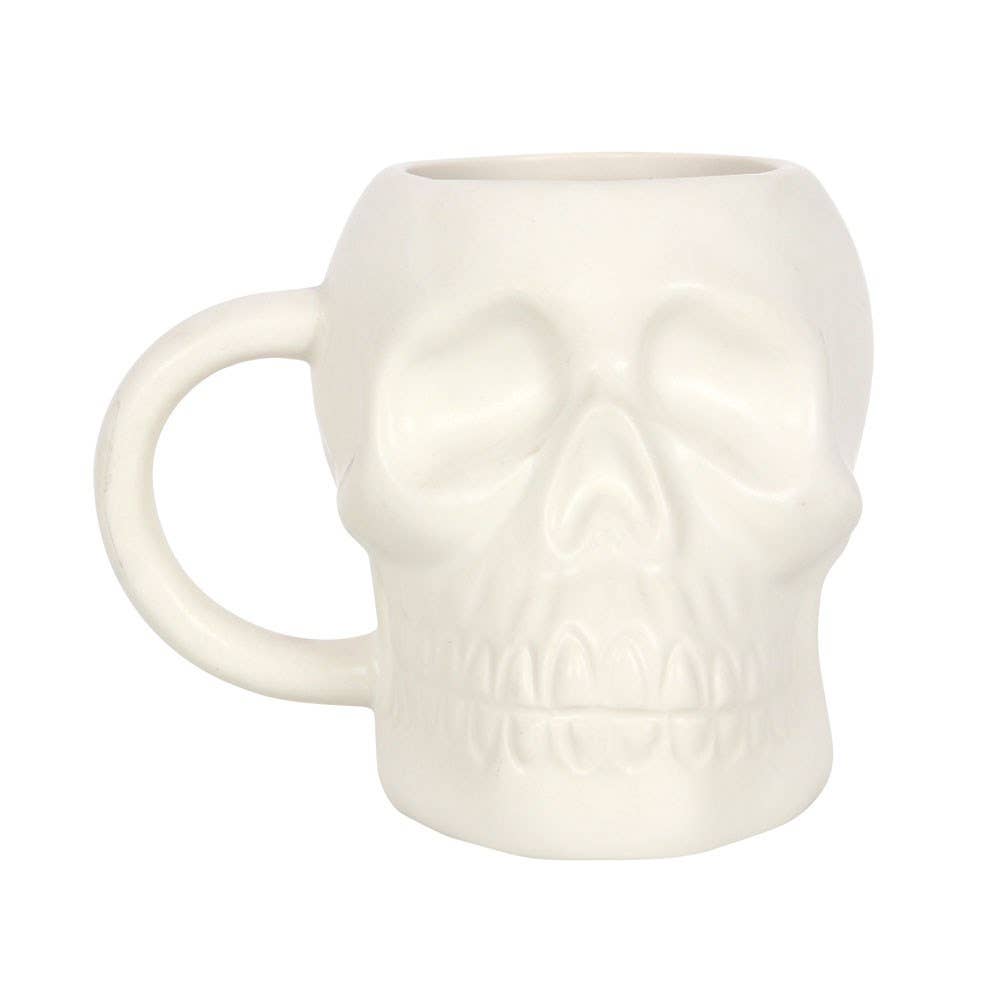 Matte White Gothic Skull Mug