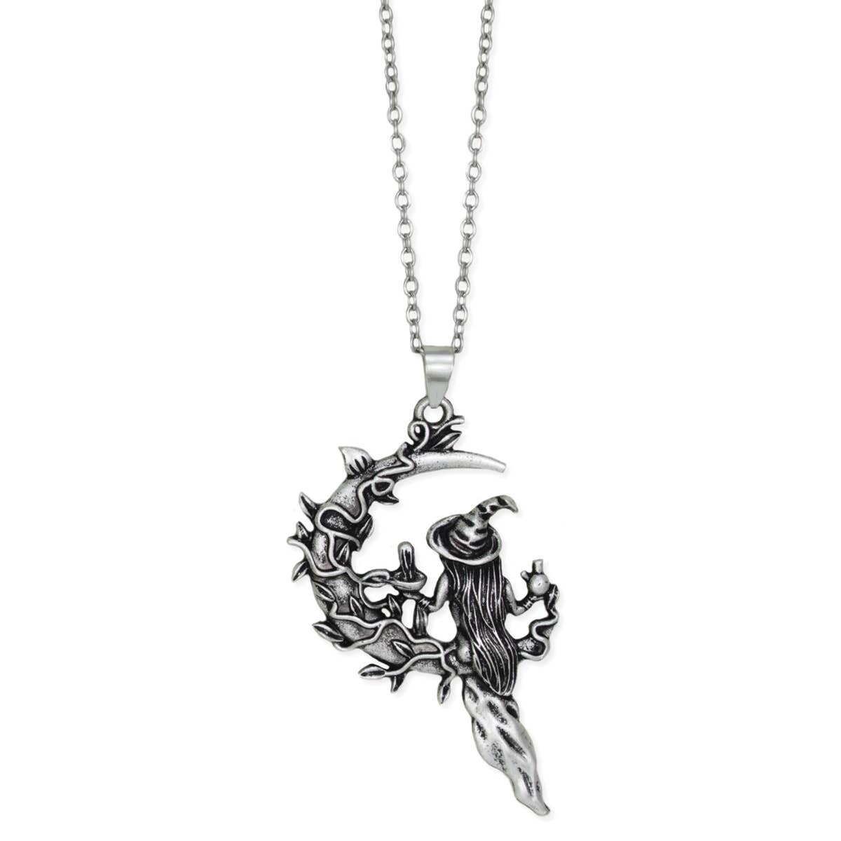 Mystic Maven Silver Moon Witch Necklace