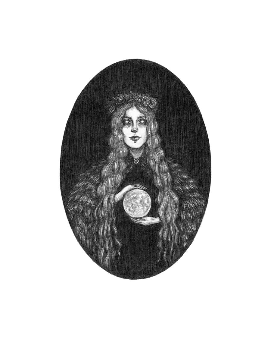 Moon Maiden Fine Art Print - Full Moon Magick - Witchcraft: 8x10"